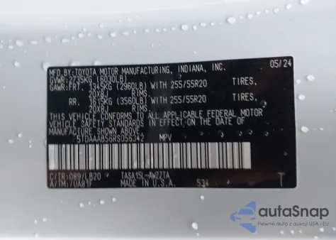 2024 Toyota Grand Highlander Platinum z USA, uszkodzony, nr VIN 5TDAAAB56RS056342